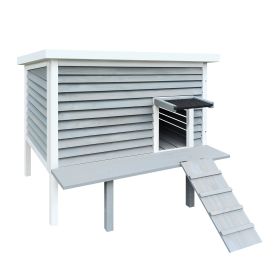 Outdoor Breathable Cat House for Outside Cats,Cat Shelter for Feral Cats with Escape Door,Porch Deck (Color: as Pic)