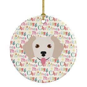 Small Greek Domestic Dog Merry Christmas Ceramic Ornament Christmas Tree Hanging Decorations for Home Christmas Holiday, Party, Gift, 3 in, Multicolor (Default: Default)