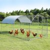 Large metal chicken coop upgrade three support steel wire impregnated plastic net cage, Oxford cloth silver plated waterproof UV protection