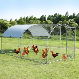 Large metal chicken coop upgrade three support steel wire impregnated plastic net cage, Oxford cloth silver plated waterproof UV protection (Color: As Picture)
