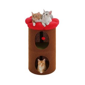 Cylindrical Flower-Shaped Cat House for Home Decor (Color: brown, size: L)