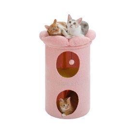 Cylindrical Flower-Shaped Cat House for Home Decor (Color: pink, size: L)