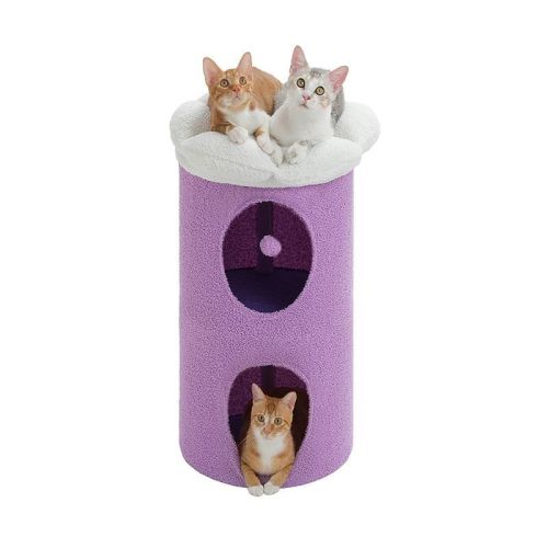 Cylindrical Flower-Shaped Cat House for Home Decor