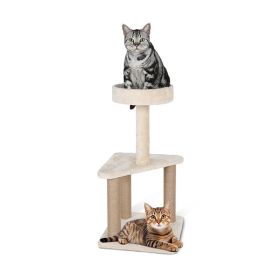 Cat Furniture 2-Tier Cute Small Cat Tree for Indoor (Type: Pet Supplies, Color: beige)