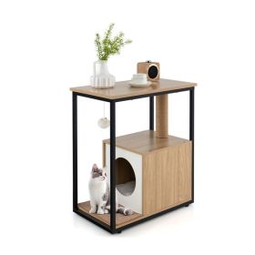 Cat Furniture Coffee Table Cat House with Scratching Post (Type: Cat House, Color: Natural)