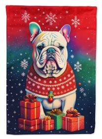English Bulldog Holiday Christmas Garden Flag Mailbox Flag Decorative Yard Flag Banner Outside Patio Artwork Yard Flower Beds, Garden Size, Multicolor (Default: Default)