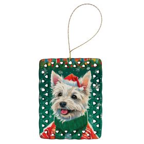 Westie Christmas Porcelain Ornament Christmas Tree Hanging Decorations for Home Christmas Holiday, Rectangle, Gift, Multicolor (Default: Default)