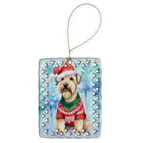Wheaten Terrier Christmas Porcelain Ornament Christmas Tree Hanging Decorations for Home Christmas Holiday, Rectangle, Gift, Multicolor (Default: Default)