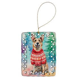 Australian Cattle Dog Christmas Porcelain Ornament Christmas Tree Hanging Decorations for Home Christmas Holiday, Rectangle, Gift, Multicolor (Default: Default)