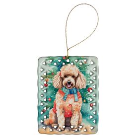 Poodle Christmas Porcelain Ornament Christmas Tree Hanging Decorations for Home Christmas Holiday, Rectangle, Gift, Multicolor (Default: Default)