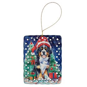 Bernese Mountain Dog Christmas Porcelain Ornament Christmas Tree Hanging Decorations for Home Christmas Holiday, Rectangle, Gift, Multicolor (Default: Default)