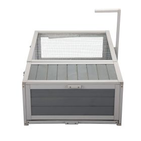 Tortoise House Wooden Turtle Habitat with Removable Top and Tray for Indoors and Outdoors, Gray (Color: as Pic)