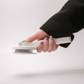 Cat Grooming Brush, Self Cleaning Slicker Brushes For Dogs Cats Pet Grooming Brush Tool Gently Removes Loose Undercoat (Color: White)