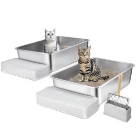 a 6 in Deep Cat Litter Box Odor-Free Litter Box with Filtering Foot Board (Default: Default)
