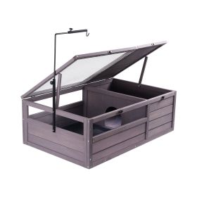 Tortoise Habitat Wooden Tortoise House Indoor & Outdoor 2-Room 38x24x13in (Default: Default)