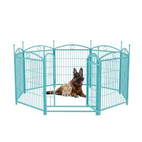 Dog Playpen Indoor 32 inch 8 Panels Metal Dog Pen Pet Dog Fence Outdoor Exercise Pen with Doors (Color: as Pic)