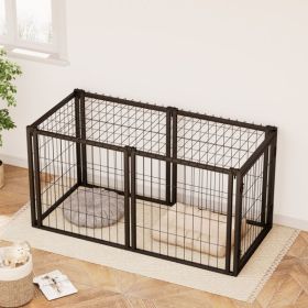 Dog Crate 47.2" Dog Kennel for Small Medium Dogs, Puppy Dog Playpen with Top, Pet Cage, Indoor, Black.47.2"L x 22"W x 24"H. (Color: As Picture)