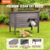 a Outdoor Cat House Wooden Feral Cat Shelter with Roof & PVC Door Flaps