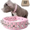 Adjustable Microfiber Leather Spiked Studded Dog Collar for Small Medium Large Pets Like Cats/Pit Bull/Bulldog/Pugs/Husky
