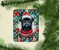 Pug Christmas Porcelain Ornament Christmas Tree Hanging Decorations for Home Christmas Holiday, Rectangle, Gift, Multicolor