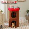 Cylindrical Flower-Shaped Cat House for Home Decor