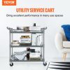 Utility Service Cart with Wheels 3-Tier Food Service Cart 220lbs Capacity