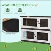 PawHut Rabbit Hutch, Outdoor 2-Tier Rabbit Cage, 46" Wooden Guinea Pig Cage with Double Removable Trays, Ramp, Asphalt Roof for 1-2 Rabbits