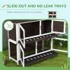 PawHut Rabbit Hutch, Outdoor 2-Tier Rabbit Cage, 46" Wooden Guinea Pig Cage with Double Removable Trays, Ramp, Asphalt Roof for 1-2 Rabbits