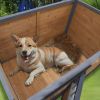 45"large solid wood dog house, waterproof PVC plastic roof, breathable wooden doors