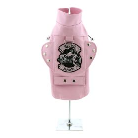Biker Dawg Motorcycle Dog Jacket (Color: pink, size: 2X-Large)